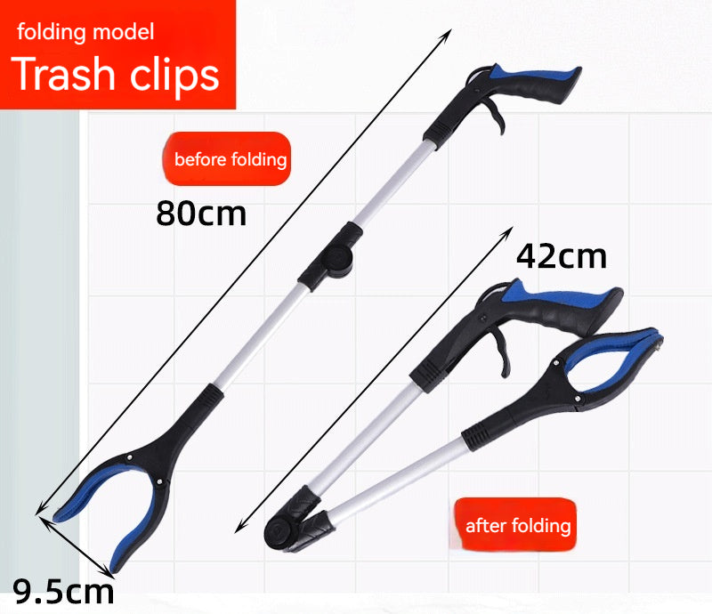 Foldable Sanitation Household Pick-up Garbage Clamp House dealsniper-net Folding Silver Rod Blue Head Chuck With Magnet