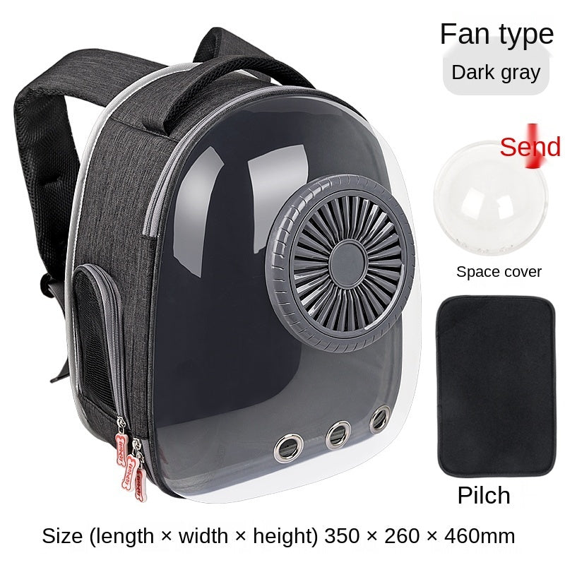 Portable Space Capsule Pet Backpack Pets dealsniper-net Dark Grey With fan