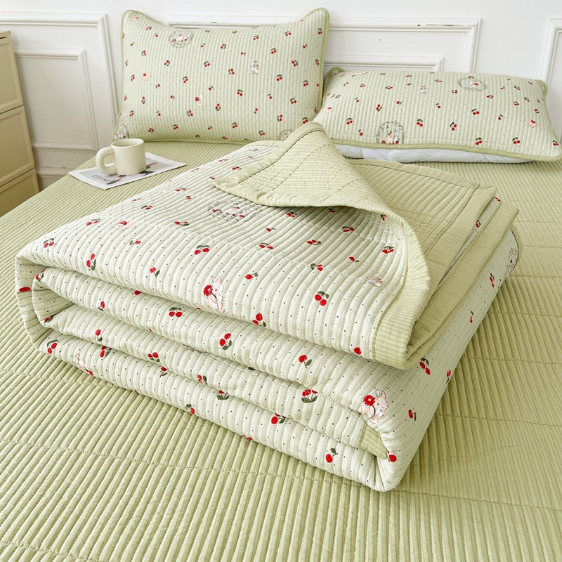 Quilted Bed Cover Three-piece Class A Maternal House dealsniper-net Cherry Adorable Rabbit 200x230cm Bedspread