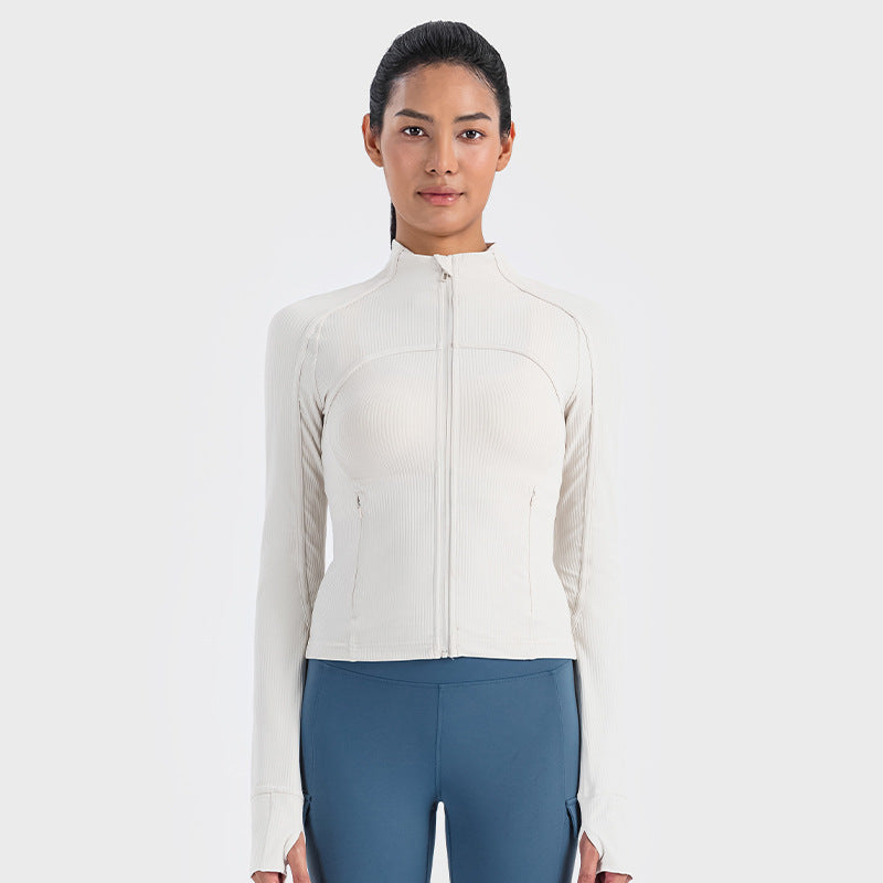 Women's Half Turtleneck Sports Fitness Jacket Women dealsniper-net Albumin Pearlescent White 10