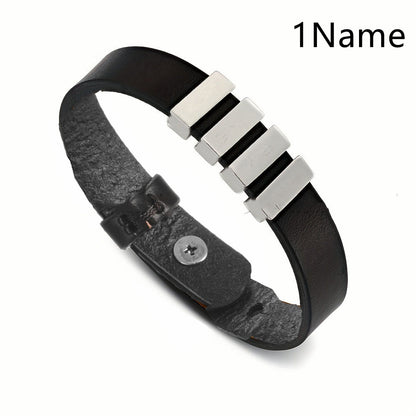 Customized Family Names Bracelet For Men Personalized Engraved Jewelry Gym From House Black 1Name