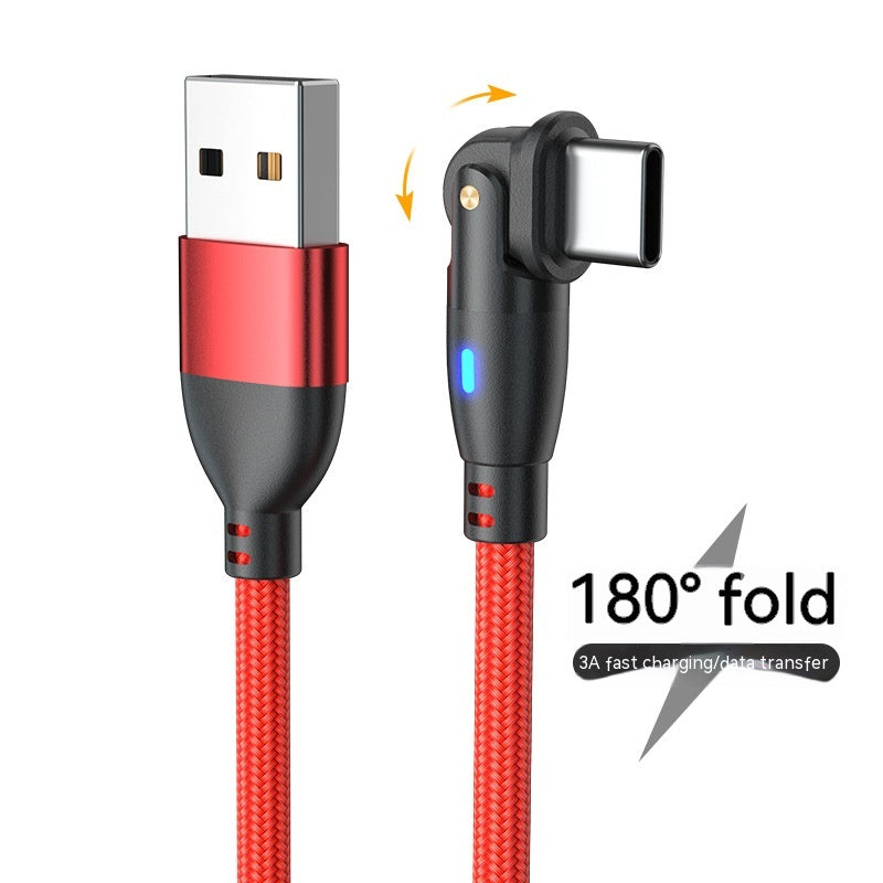 New Product Bending 180 Degrees Data Cable Electronics Gym From House TypeC Red 0.5m