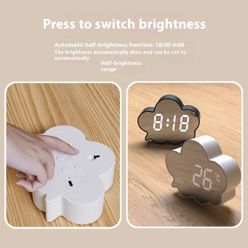 Simple Cloud Mirror Clock Intelligent Voice-controlled Induction Alarm Clock Home Decor dealsniper-net