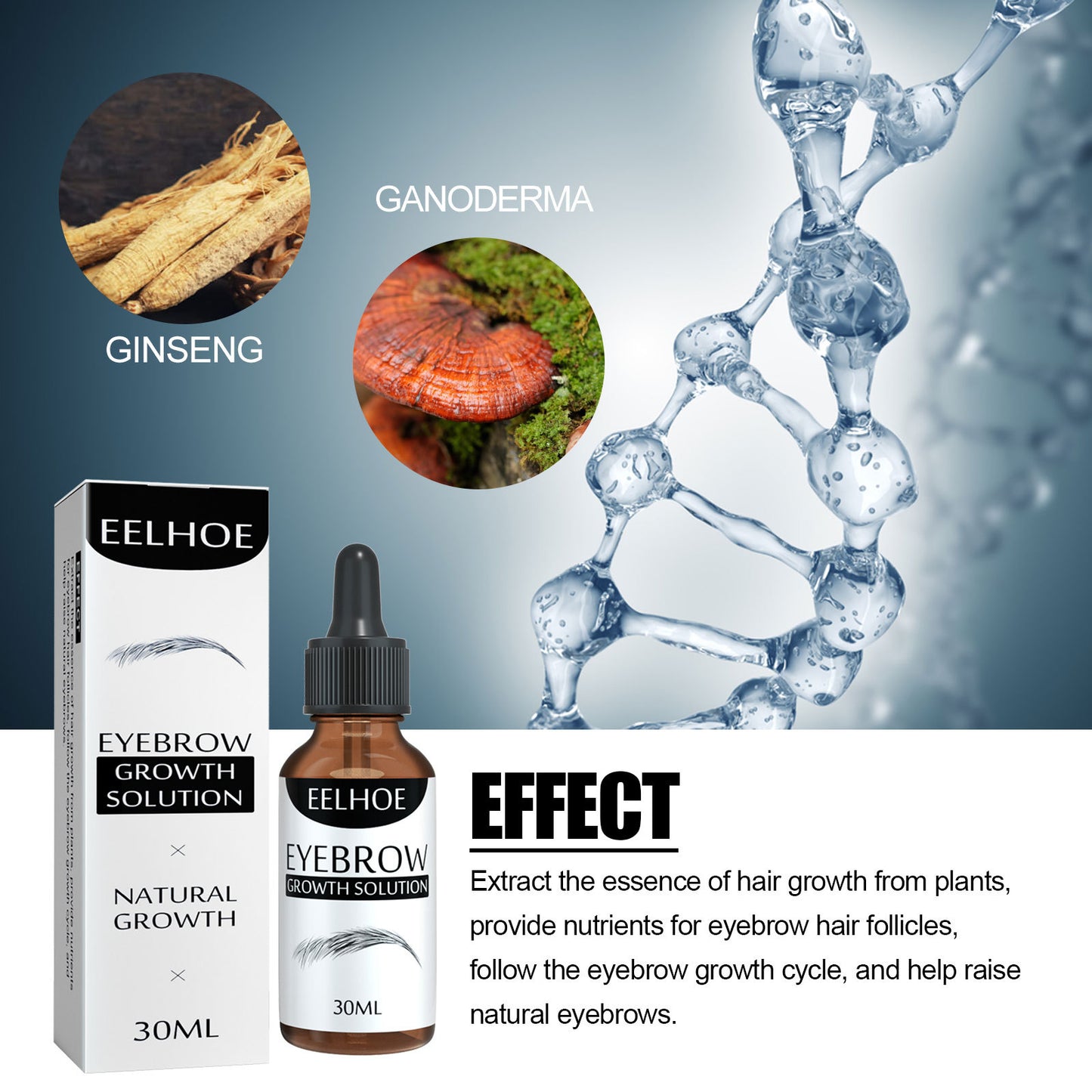 EELHOE Eyebrow Liquid Black Dense Natural Essential Oil Liquid