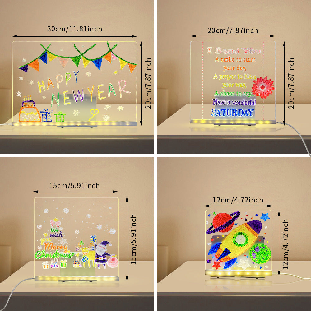 LED Acrylic Drawing Board DIY Erasable Luminous Writing Boards House Gym From House