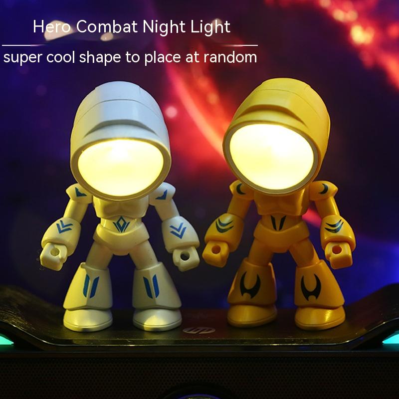 Cute LED Hero Table Lamp Mini Portable Cool Mecha Cute Robot Gifts