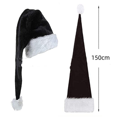 Extra Long Christmas Santa Hat Plush Christmas Decorations Holidays DealSniper.net Black 30x150cm
