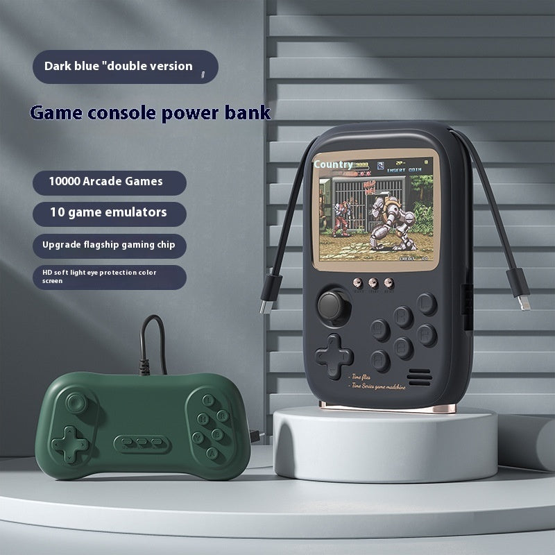 Handheld Game Console Power Bank Two-in-one Portable With Cable Kids dealsniper-net Dark Blue Doubles