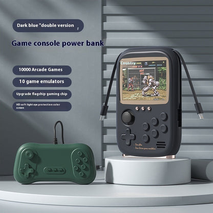 Handheld Game Console Power Bank Two-in-one Portable With Cable Kids DealSniper.net Dark Blue Doubles