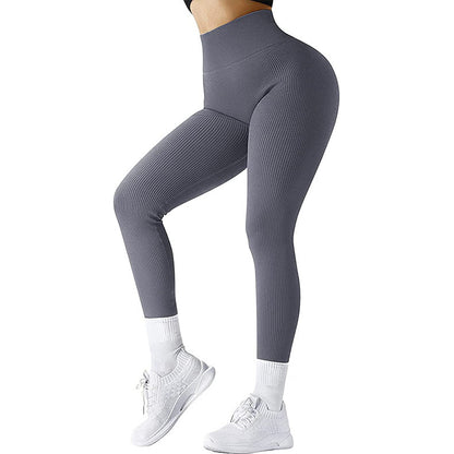 High Waist Seamless Leggings Threaded Knitted Fitness Pants Women dealsniper-net Grey L