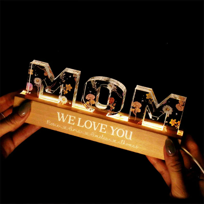 Mother's Day Custom Flower Printed LED Night Light Creative Home Decor Gym From House