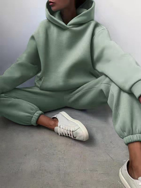 Women's Casual Hooded Sweater Two-piece Suit Clothes Hoodie Tracksuit Women DealSniper.net Green 2XL
