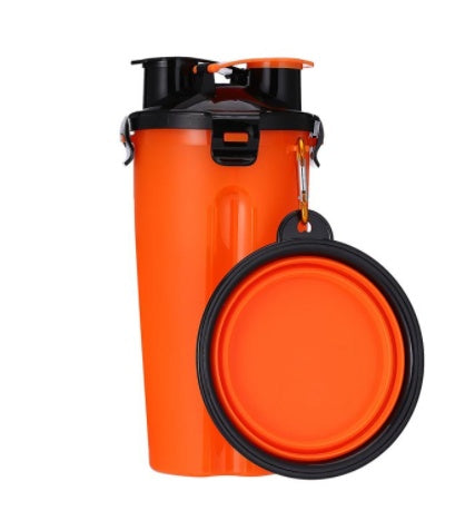 2 In 1Pet Water Bottle Dispenser Travel Portable Bowl Pets Gym From House Orange Cup and bow 2pc