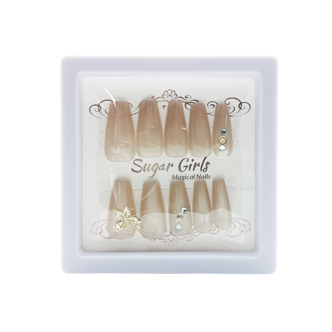 Gold-inlaid Butterfly Nails Are Light Flesh-colored Beauty dealsniper-net