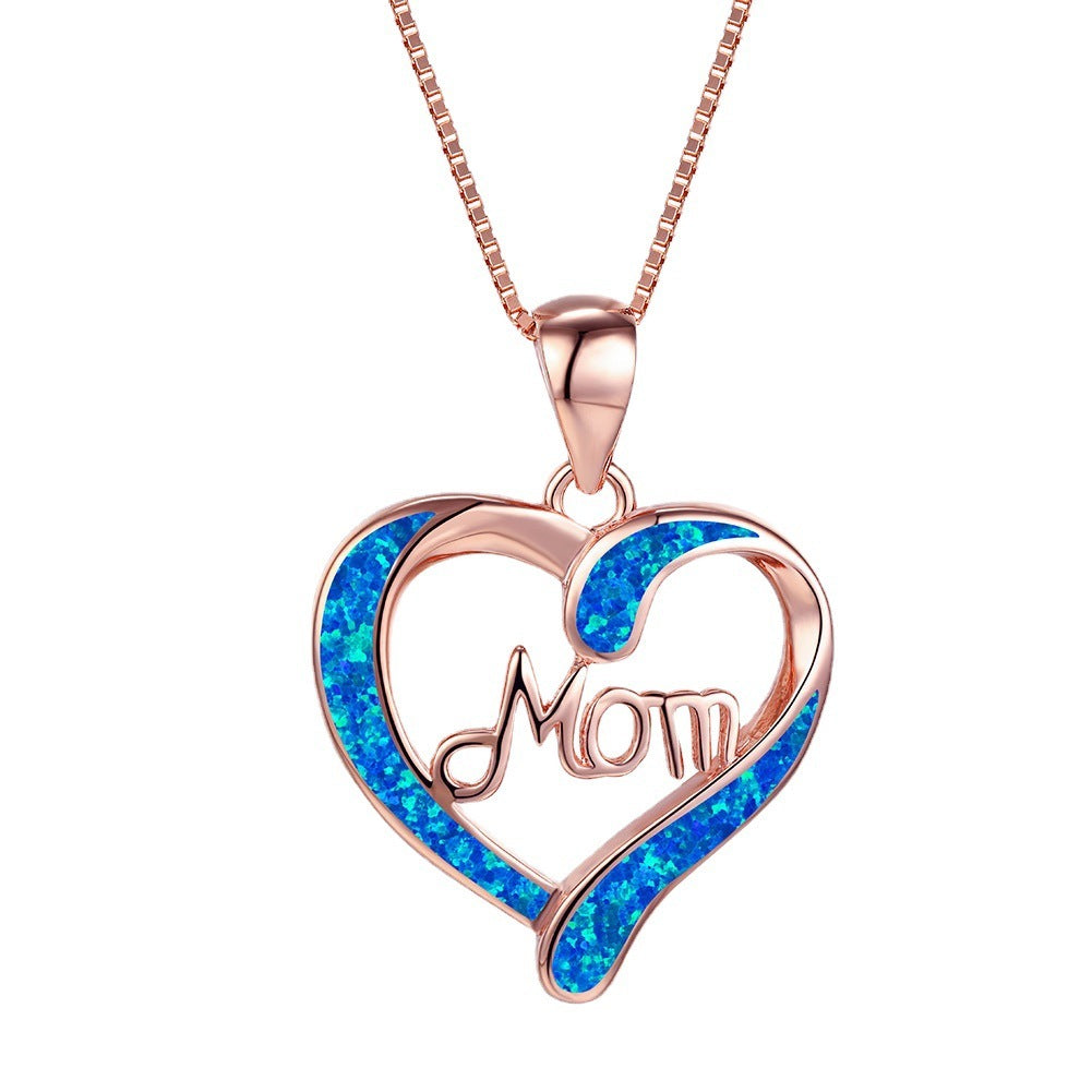 Love-shaped MOM Letter Pendant Necklace Mother's Day Gift Jewelry Jewelry dealsniper-net Rose Gold