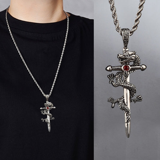 Fashion Jewelry Dragon Sword Pendant Necklace Jewelry Gym From House
