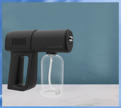 Electric Sanitizer Sprayer Handheld Blue Light Nano Steam Disinfection Spray Gun Home Car Wireless USB Humidifier Atomizer House dealsniper-net Black K5 disinfection gun