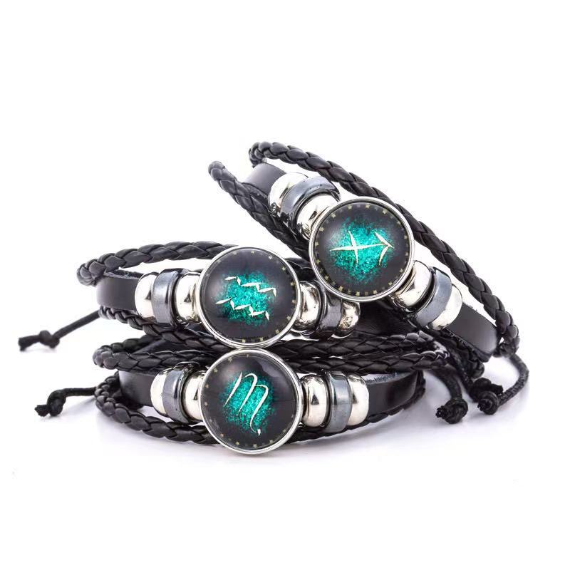 Twelve Constellation Luminous Holographic Bracelet Multi-layer Woven Jewelry Gym From House
