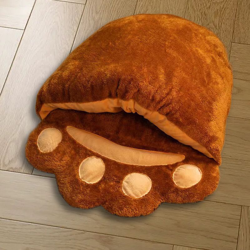 Winter Warm Cute Bear Paw Cat Bed Thickened House Pets Gym From House