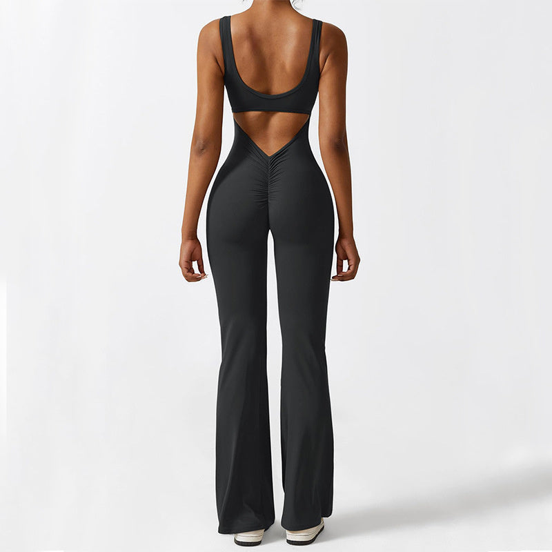 Women Sleeveless Flare Jumpsuits Fitness Yoga Long Pants Women dealsniper-net