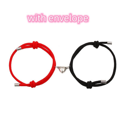 Simple Nylon Love Magnetic Bracelet Jewelry dealsniper-net Black red with envelope