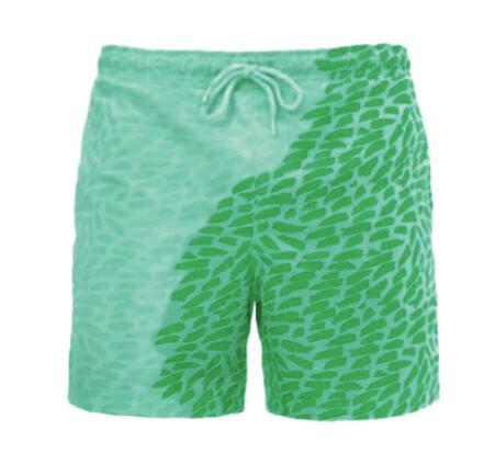 Discoloration In Water Beach Sports Fitness Shorts Quick-Drying Swimming Trunks Temperature Change Men dealsniper-net Speckled Green 2XL