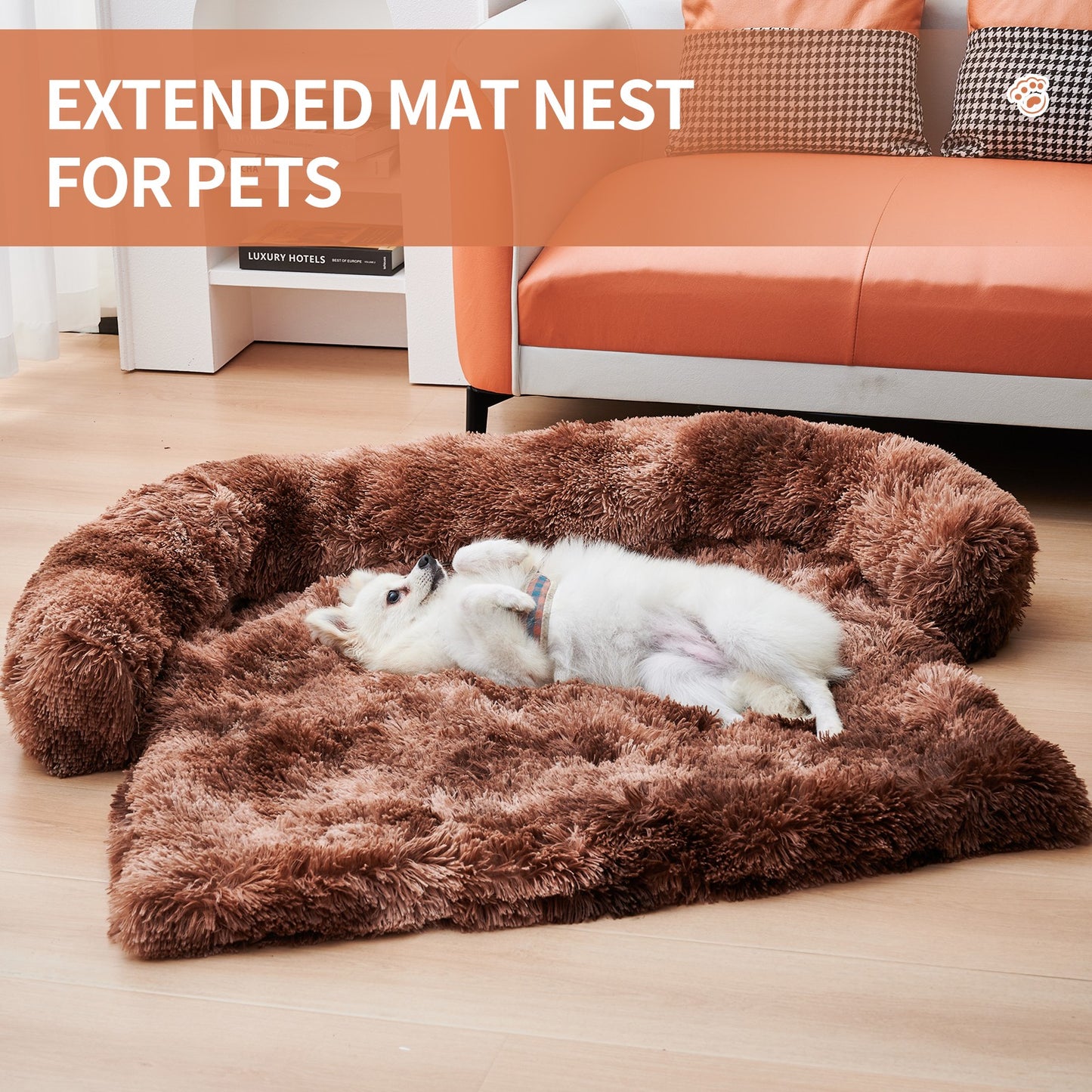 Calming Dog Bed Fluffy Plush Dog Mat For Furniture Protector Pets dealsniper-net