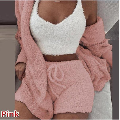 3 Pieces Of Fashionable Ladies Plush Home Clothes Women dealsniper-net