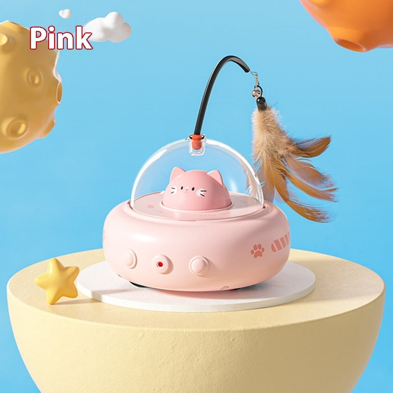 Smart Teaser Cat Toy Electric UFO Cat Teaser Stick With Bell Training Pets Gym From House Cherry Blossom Powder