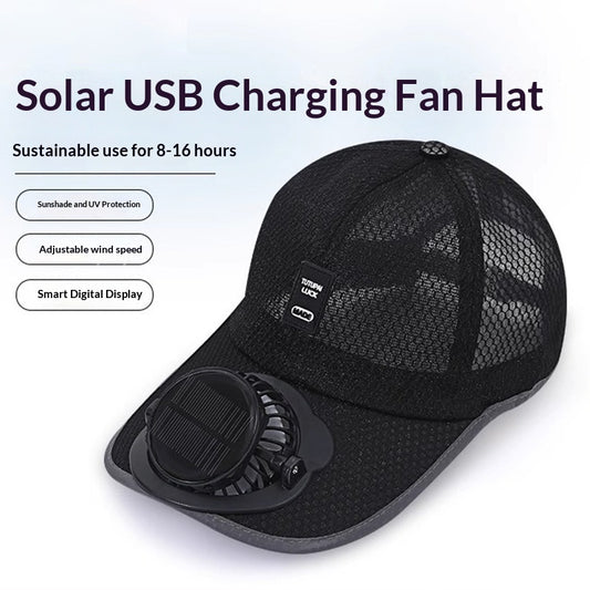 Breathable Mesh Cap With A Solar-powered Fan Men Gym From House