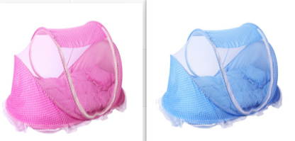 Foldable Baby Bed Net With Pillow Net 2pieces Set Kids DealSniper.net Blue and Pink