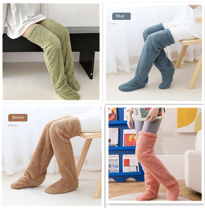 Over Knee High Fuzzy Long Socks Winter Warm Cold Leg Knee Joint Cold-proof Stockings Home Floor Sleeping Socks Men dealsniper-net Set4 Average Size