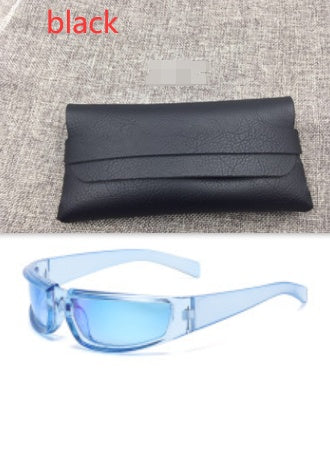 Fashion New Personality Cycling Sports Trend Sunglasses Men Gym From House Ice blue C8 With glasses bag