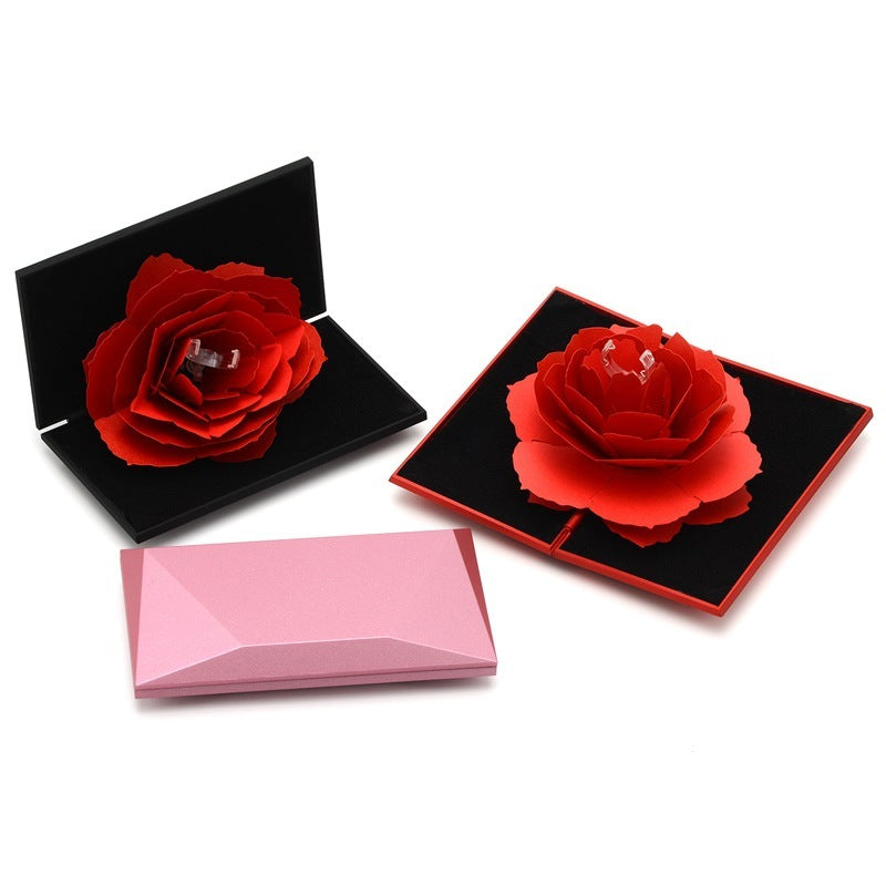 3D Love Box Heart-shaped Rose Flower Rotating Ring Box Valentines Day Gift Holidays DealSniper.net