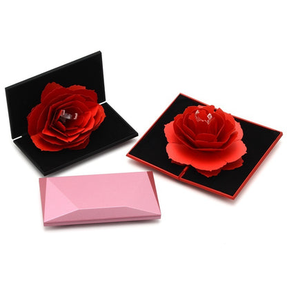 3D Love Box Heart-shaped Rose Flower Rotating Ring Box Valentines Day Gift Holidays DealSniper.net
