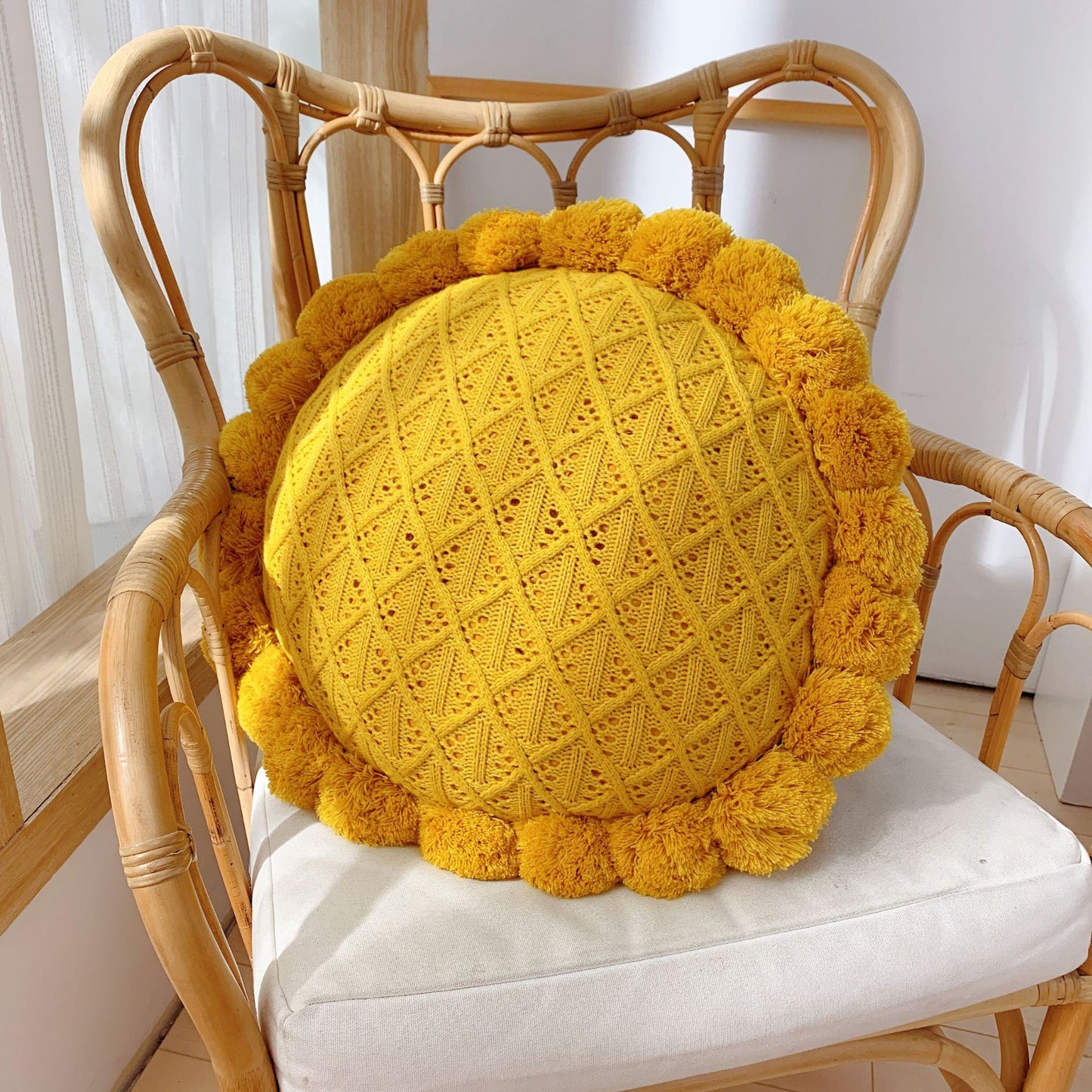 Creative Ball Pillow Futon Knitted Cushion House DealSniper.net Yellow