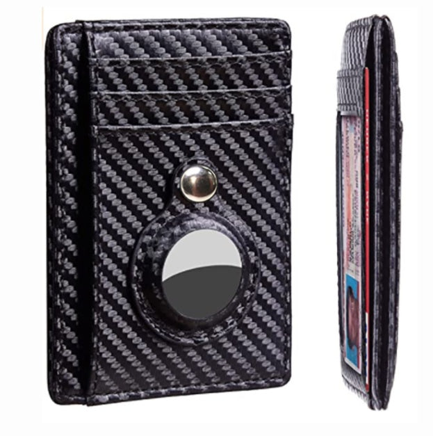 AirTag Wallet Anti Theft Bullet Card Bag Multi-functional Rfid Card Holder Gadgets dealsniper-net Clip carbon fiber black