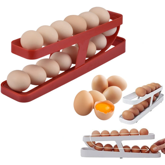 Automatic Scrolling Egg Rack Holder Storage Box Egg Basket Kitchen dealsniper-net