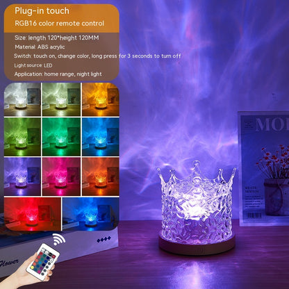 LED Water Ripple Ambient Night Light USB Rotating House dealsniper-net 3W 16color plug in crown 1PC