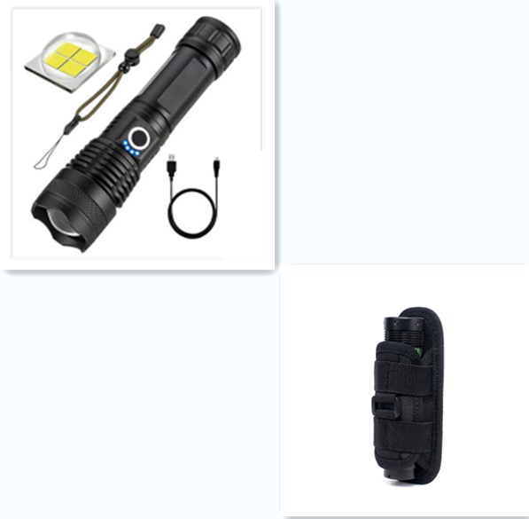 Strong Light Flashlight, Rechargeable, Zoom Power Display, Outdoor Super Bright And Portable Outdoor dealsniper-net P50 wick no battery suit