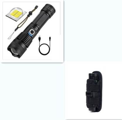 Strong Light Flashlight, Rechargeable, Zoom Power Display, Outdoor Super Bright And Portable Outdoor dealsniper-net P50 wick no battery suit