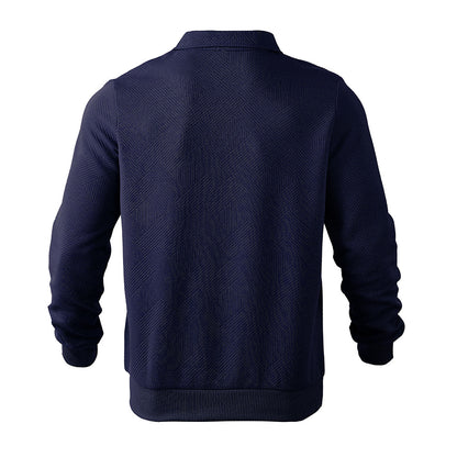 Lapel Jacquard Half-zipper Sweatshirt Fashion Solid Color Men DealSniper.net