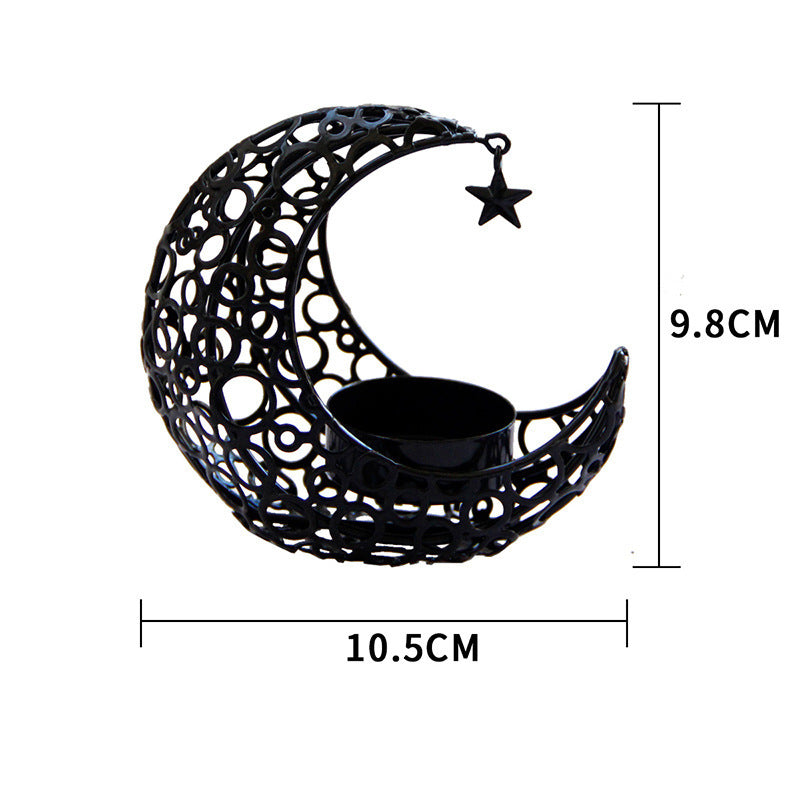 Light Luxury Crescent Moon Star Moon Candle Holder Home Decor dealsniper-net Black