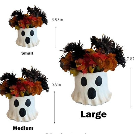 Ghost Flower Pot Resin Craft Ornament Halloween Decorations Holidays DealSniper.net 10CM