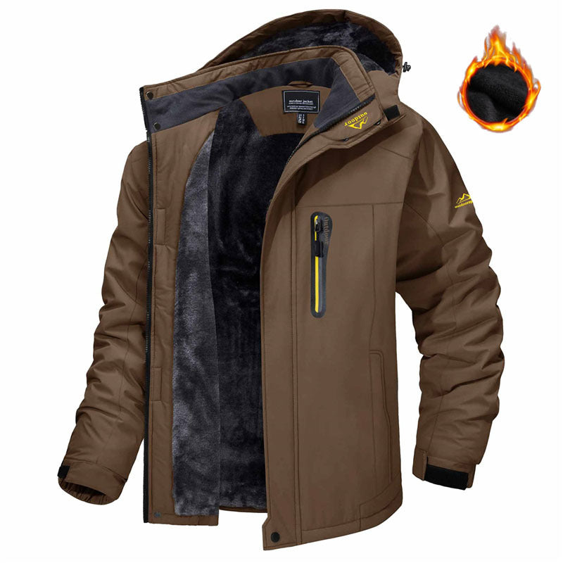 Winter Hooded Jacket Fashion Casual Warm Fleece Coat Men Gym From House