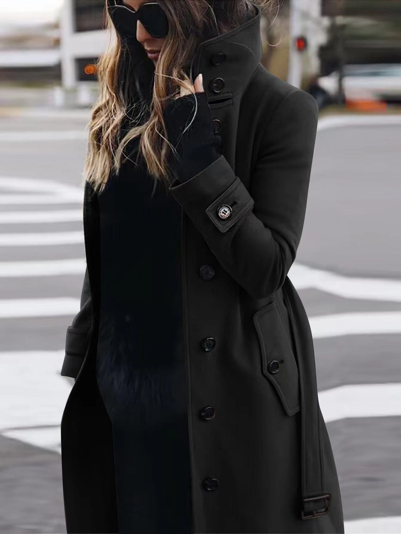 Autumn Winter New Woolen Coat Women's Slim Fit Cardigan Women null Black L