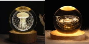 Luminous Starry Sky And Planets Moon Moon Crystal Ball Night Lamp Home Decor Gym From House Solid Wood Lamp Holder Set14 1PC
