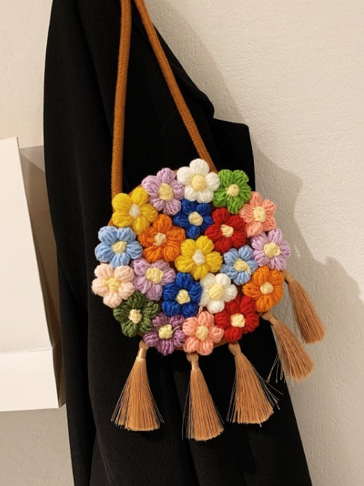 Ethnic Fluffy Bag For Women Round Bag Stylish And Versatile Women dealsniper-net