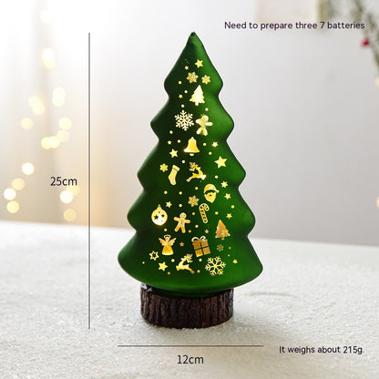 Christmas Luminous Glass Desktop Decoration Holidays dealsniper-net Green Christmas Tree