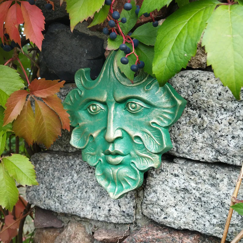 Green Leaf Man Wall Art Sculpture Home Garden Wall Hanging Decoration